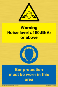 Warning Noise level of 80dB(A) or above. Ear protection must be worn in this area